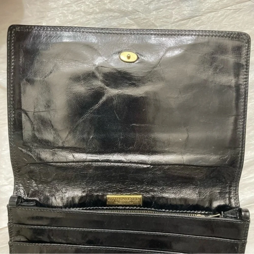 Bottega Veneta black Italian leather clutch bag